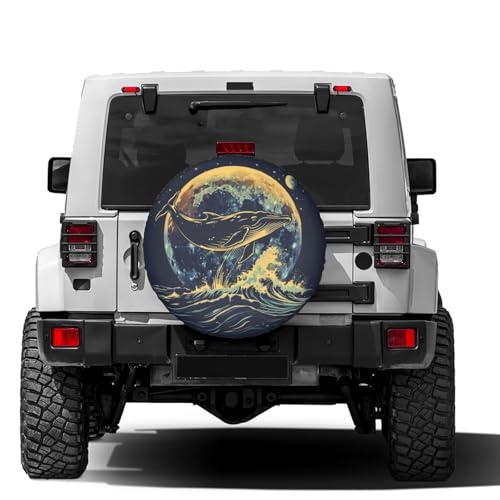 Image of Delerain Moon Night Whale Spare Tire Cover Wheel Protectors Sun Protector Waterproof for Trailer RV SUV Truck and Many Vehicle(16 Inch for Diameter 29 inch-31 inch)