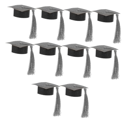GAROZATION 10pcs Graduation Goblet Lid Lei Favors Stickers Decor Party Grad Cap Delicate Goblet Cover Mini Graduation Hat Wine Funny Cover Graduation Hat Goblet Caps Goblets Grade Black Paper
