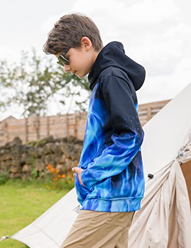 Kids Dragon Hoodies For Boys 3D Printed Flame Sweatshirts Novelty Blue Fire Hoody Tops Child Long Sleeve Hooded Pullover For Girls Black Crewneck Spring Hoodys With Big Pocket, Smoke 6-8 Years Old #TOP3