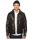 Levi's® Faux Leather Trucker with Jersey Hood and Fleece Lining Black MD