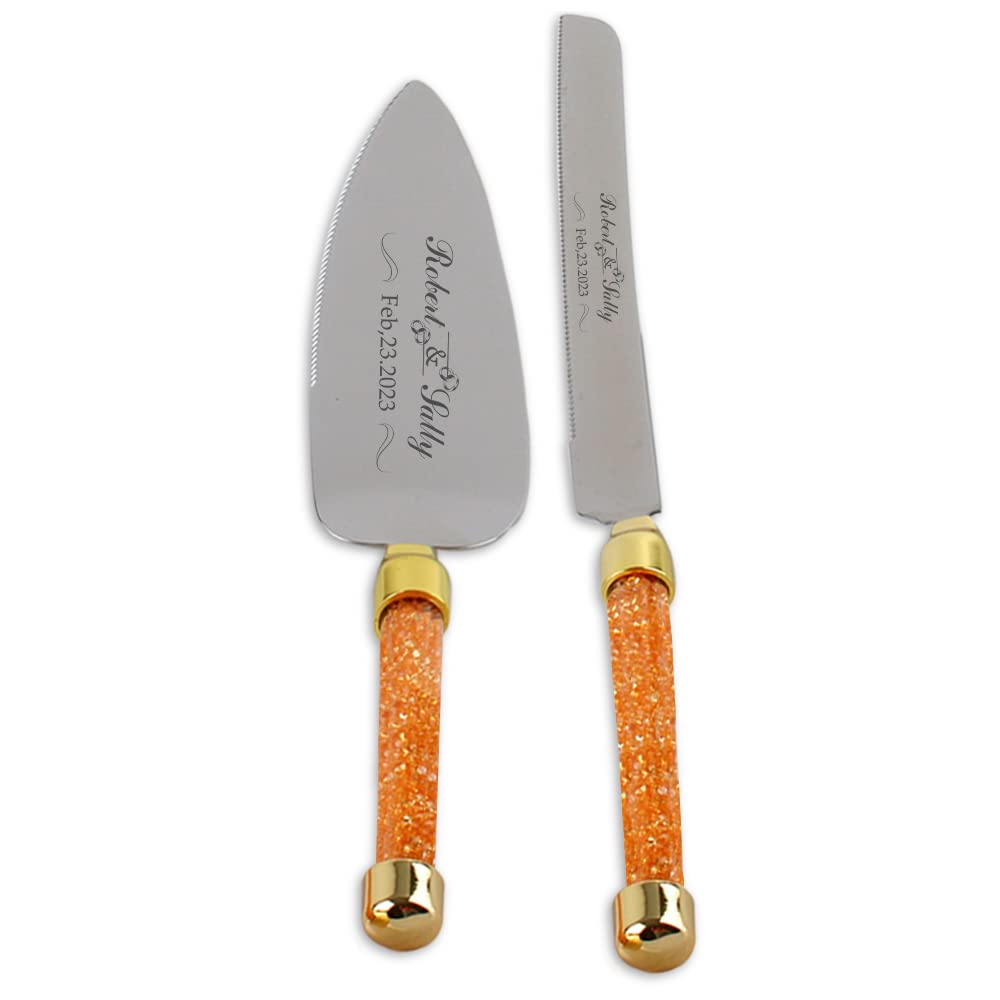 Elegant Cake Cutting Set for Wedding - Mr and Mrs Cake Cutter with Engraved Knife and Server - Perfect Engagement Anniversary Birthday Gifts