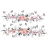 Elegant Pink Rose Wall Decals - Symmetrical Design, Easy Peel&Stick,Removable Wall Sticker,DIY Wall Decals Perfect for Kids Room,Living Room,Bathroom & Window Home Wall and Nursery Décor