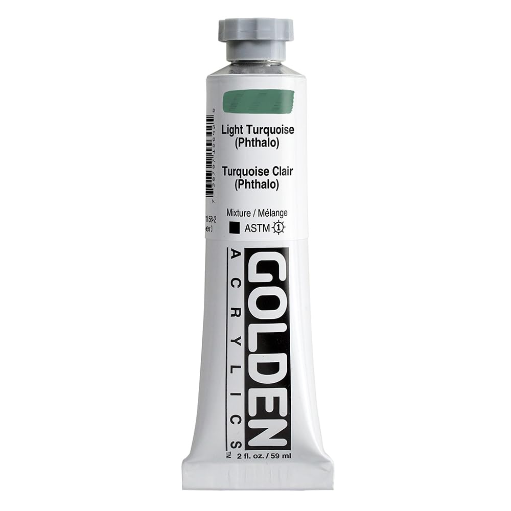 GOLDEN Heavy Body Acrylics, Light Turquoise (Phthalo), 2 fl. oz. Tube, Professional Acrylic Paint, Opaque