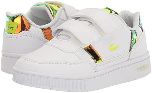 Lacoste T-Clip Sneaker, WHT/YLW, 1 US Unisex Little Kid | Image 6