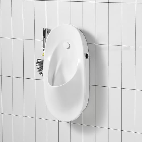 壁掛け式セラミック小便器 男性用 節水型小便器 ユニバーサルウォッシュアウト 高効率 ホワイト インテリジェントセンサーフラッシュ