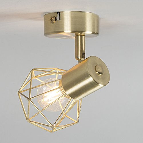 Qazqa Moderno Set 3 focos art deco giratorio oro - MOSH 1 Acero Redonda Adecuado para LED Max. 3 x 40 Watt