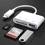 SD Card Reader USB Adapter for Phone Tablet, Plug and Play Memory Card Reader Supports SD TF MicroSD Camera Viewer No App