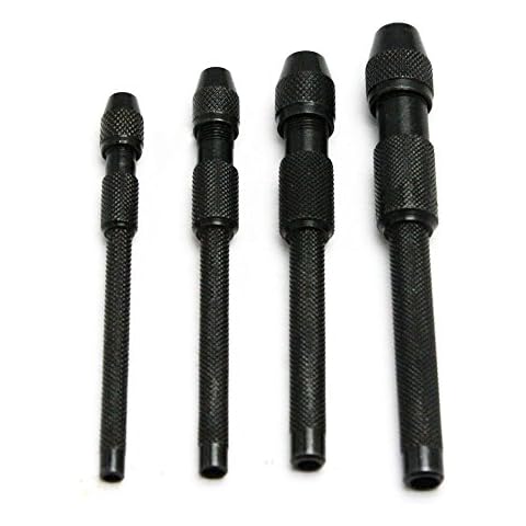 Kaufhof APV-0144 4 Pc Pin Vise Set Hand Held Hollow Handle Black Finish 4 Piece Vice Chuck Sizes Cover
