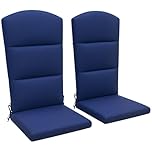 Outsunny Set of 2 Outdoor Adirondack Chair Muskoka Chair Cushions, Patio Chair Cushions with Back Cushion and Ties, Water Repellent Replacement Seat Pads for Fire Pit Chairs, Blue