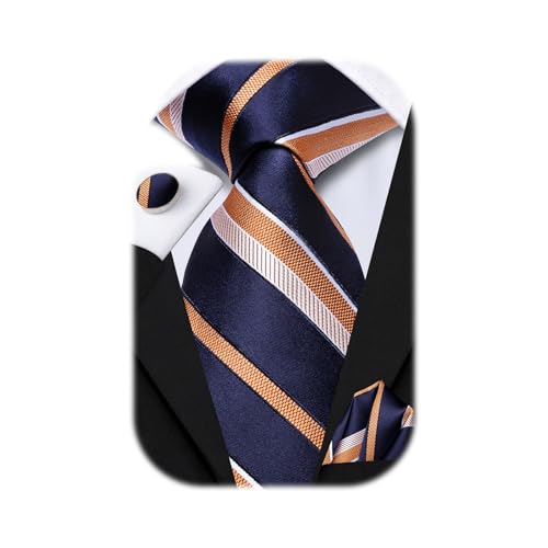 Image of Hi-Tie Men 63inches Tie Set Extra Long Necktie Paisley Tie Pocket Suqare Cufflinks Big and Tall Men Tie