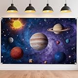 Contenu de l'emballage:Vous recevrez 1 bannière de fond sur l'espace., environ 1.8 m/5.9 pieds de large, 1.1 m/3.6 pieds de haut, avec une ficelle de 3 m/9.8 pi, total 4 œillet et 1 œillets dans chaque coin, vous pouvez facilement passer à travers avec une ficelle, la corde de 3 m est également assez longue