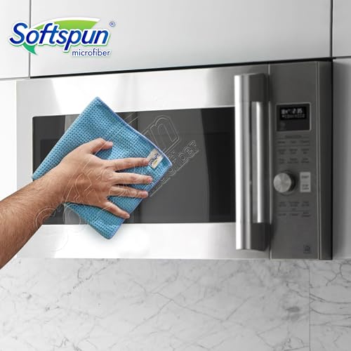 Image of SOFTSPUN Microfiber Waffle Weave Cloths, 40x40 Cms 2 Piece Towel Set 400 GSM Multicolor. Multipurpose Highly Absorbent LintStreak Free Wash Cloth for Home Kitchen Window Stainless Steel.