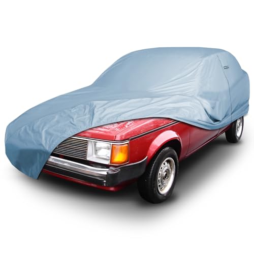 Image of iCarCover Premium Car Cover for 1978-1990 Dodge Omni Heavy Duty Waterproof All-Weather Automobiles Custom Fit Indoor Outdoor UV Snow Protection Covers with Straps and Bag