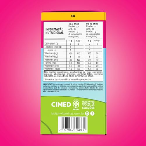 LAVITAN Vitamina Infantil Mastigável Tutti Frutti Rosa Lavitan 60 Cápsulas
