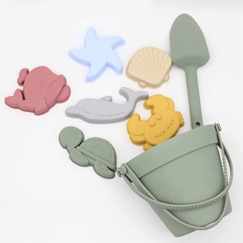 Jouets de sable durables en silicone, seau et pelle 8 pièces de qualité pour bac à sable - 6
