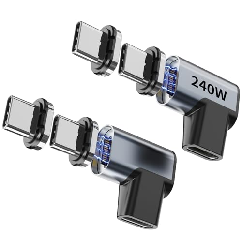 Tciogrxp USB-C Adapter 2 Pack, with 4 Connector Tips,Detachable USB C Adapter 240W 90 Degree
