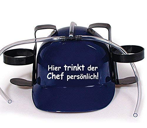 Trinkhelm Spaßhelm mit Print - Hier trinkt der Chef persönlich - 51660 Farbe blau