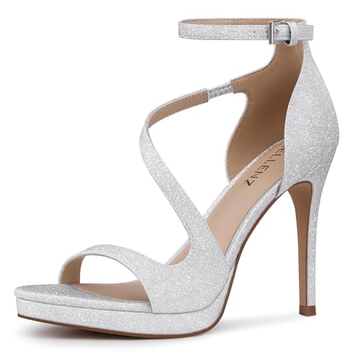 CELLENZ Strappy Silver Platform Heels