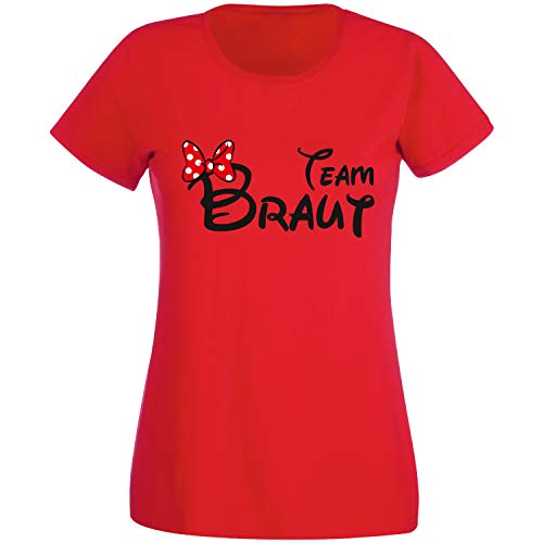 Shirt-Panda JGA T-Shirt Damen Team Braut Maus · Junggesellinnenabschied T Shirt · Viele Farben · Größen XS - XXL Rot - Team Braut S