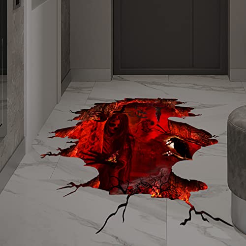 3D Bloody Ghost Halloween Wall Floor Stickers, Witch Halloween Wall Decals Removable, Halloween Wall Decor Scary Decorations For Bedroom, Halloween Window Clings Stickers For Glass Windows #TOP1