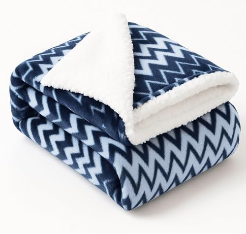 Image of VAS COLLECTIONS Ultra Soft Baby Blanket | Flannel + Sherpa | 2-Layer All-Season AC Sheet for Newborns (0-24 M) - Navy Blue