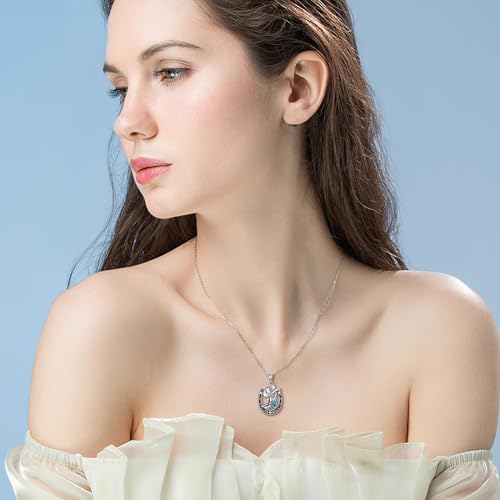 Collier fer à cheval argent 925 et botte cowboy turquoise véritable