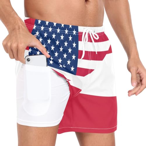 Short de plage homme S Yuiboo drapeau USA Autriche doublé