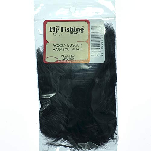 The Fly Fishing Place Fly Tying Materials - Select Woolly Bugger Marabou Master Pack - 4 Colors - Yellow Brown Olive Black