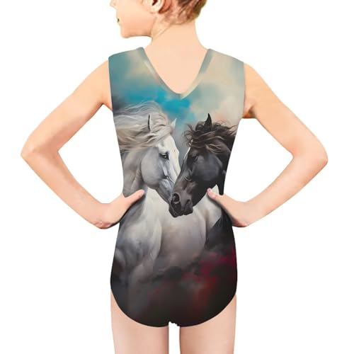 Image of Xpyiqun Swimsuits for Girls 3-14 V Neck Sleeveless Bathing Suit Summer Sport One Piece Swimwear Beach Swimming