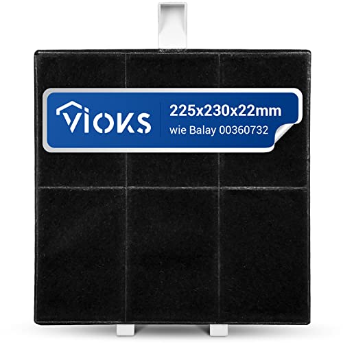 VIOKS Aktiv 00360732 Filtre à charbon pour hotte aspirante Balay 230 x 225 mm et filtre à charbon actif pour hotte aspirante Bosch/Constructa/Neff