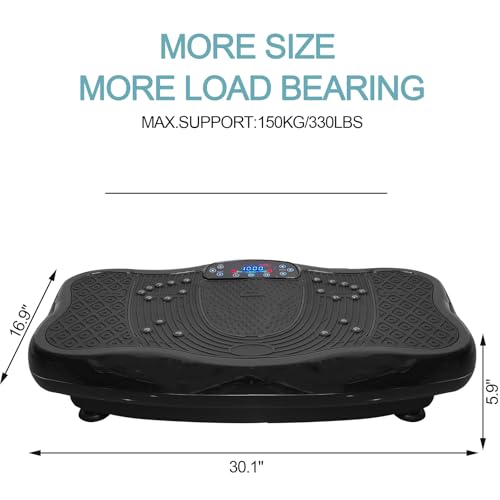 Plataforma vibratoria para ejercicio de 330 lb, equipo para entrenamiento en casa y viaje para pérdida de peso, tonificación y bienestar, 120 niveles de velocidad y 5 programas preestablecidos, color negro miniatura 2