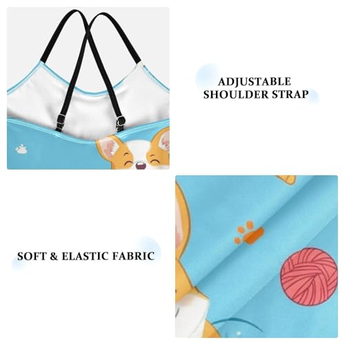 Corgi Dog Girls One Piece Swimsuits Sport Halter Swimwear Beach Bathing Suit 3T3