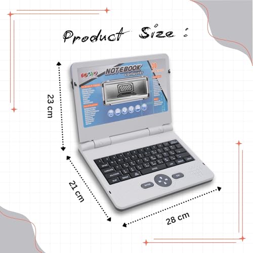 Gooyo GY1041 Plug & Play Notebook Computer Toy with 30 Fun Activities | Educational Toy Laptop for Kids | Grey Color, Dual Power Supply Source:... - Image 4