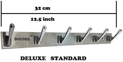 DOCOSS ® -Pack of 3-Deluxe 6 Pin Bathroom Cloth Hanger Robe Wall Hooks Rail for Hanging Keys,Clothes,Towel Steel Hook