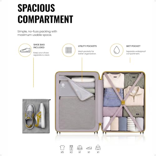 Image of SNITCH Blink Cabin Size Grey Polycarbonate Hard Travel Suitcase - Trolley Bag Small & Luggage with 8 Wheels, Premium Lock, Wet & Dry Pouch & Free Shoe Bag