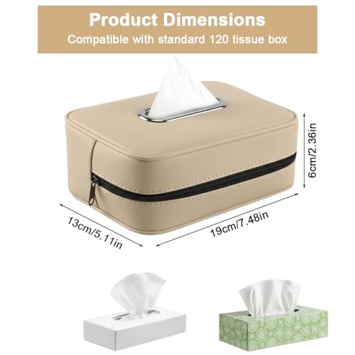 Image of STHIRA Car Headrest Tissue Paper Box Headrest Mount PU Zipper Tissue Paper Holder Dispenser Case for Napkin Wipes Car Tissue Box Car Upholstery 19x13x6cm