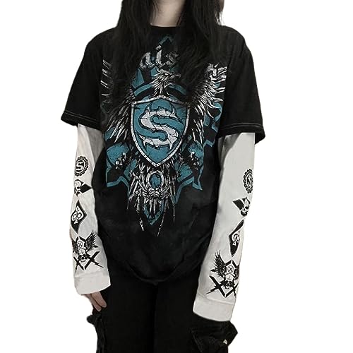 Image of Grunge Clothes for Women Y2K Tops Long Sleeve Fairy Grunge Aesthetic Shirts Teen Girls Vintage Graphic Tees Fall