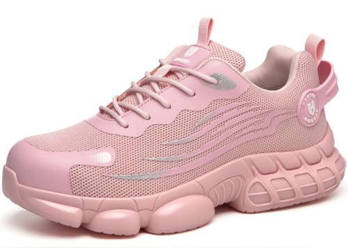 Image of Hogent Steel Toe Shoes for Men Women, Ultra Lightweight Premium Comfortable Work Sneakers, Puncture Proof Air Cushioned All‑Day Wear Safety Toe Shoes for Industrial Construction Warehouse Factory Work