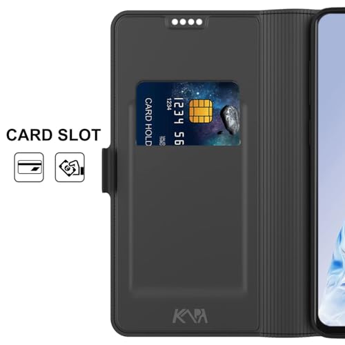 Image of Kapa Noble Slim Magnetic Leather Flip Case Cover for Oppo Reno 14 5G | Card Holder Stand Flip Wallet Case (Black)