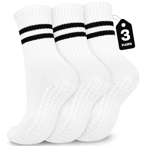 Image of Pilates Socks with Grips for Yoga, Barefoot, Ballet, Barre, Hospital Non Slip Anti Skid Socks for Women and Men