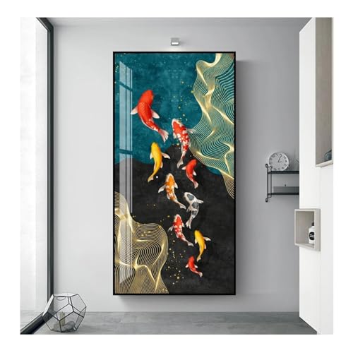 Peinture sur toile abstraite Koi avec cadre 70x140 cm pour salon