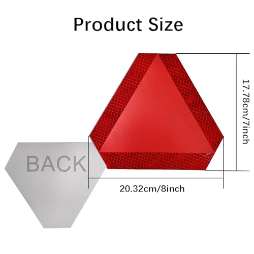 Kutyun 2PCS Slow Moving Vehicle Sign, Diamond Grade Reflective Sticker, 7\"x8\" Car Safety Sticker Decal, Car Exterior Accessories Universal for Golf Cart, UTV