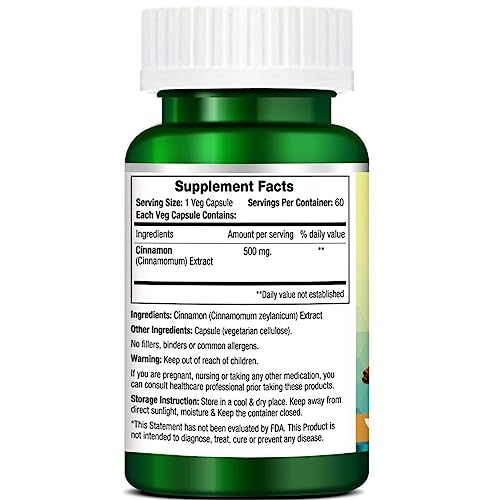 Image of Morpheme Remedies Cinnamon Extract (500 mg, 60 Veg Capsules, 1 Bottle)