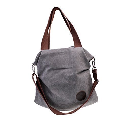 gazechimp Moda Feminina Bolsa De Lona Bolsa De Ombro Crossbody Sacos Sacola Bolsa Ocasional - Cinza