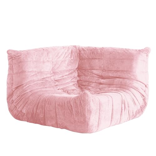 Image of Bean Bag Chair, Memory Foam Bean Bag Chairs for Adults, Fireside Corner Chair Lazy Floor Corner Sofa for Living Room, Bedroom, Dorm, Office(Pink)