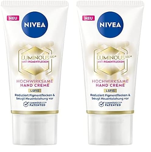 NIVEA Luminous Crema mani 630 LSF15 (50 ml), crema nutriente riduce le macchie di pigmento e previene la formazione di nuove macchie di pigmento, crema per le mani (Confezione da 2)