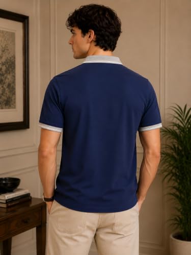 Image of Mens Pique Polo T-Shirt | Cotton Rich, Smart Fit Polo with Embroidered Logo | Casual & Sports Wear | Polo T-Shirt for Men