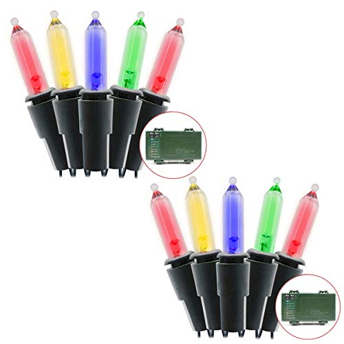 LALAPAO Fairy Christmas Lights 2 Pack Battery Operated Clear Mini String Lights M5 50 LED Xmas Lighting Decor Timer for Outdoor Indoor Garden Patio Tree Holiday Wedding Tree Decorative (Multi Color)…