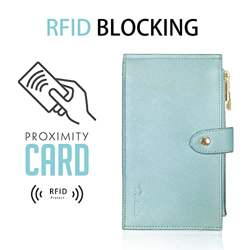 Image of Travelambo RFID Wallet Women Large Size Bifold Multi Card Wallet Case with Zipper Pocke Credit Card Holder for Women
