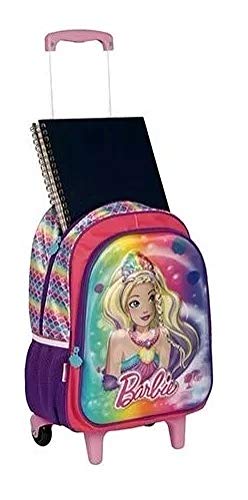 Mochila Barbie Sereia Colors 3d Rodinhas G 2018 + Estojo